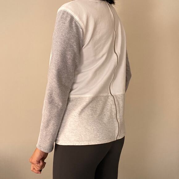 J. Crew Color Block Gray Cream White Back Zip Terry Cloth Sweater Size S - Picture 9 of 12